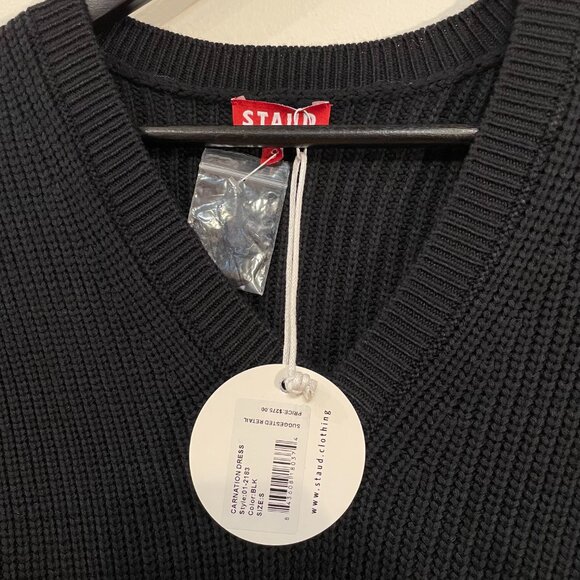 New Staud Carnation Balloon Sleeve Midi Sweater Dress Black Small $275 - Picture 7 of 9